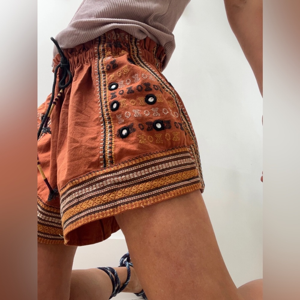 Free People Terracotta Mirrored Shorts